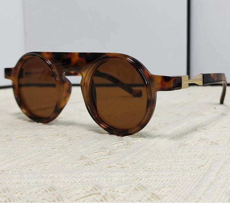 Round Punk Sunglasses Leopard