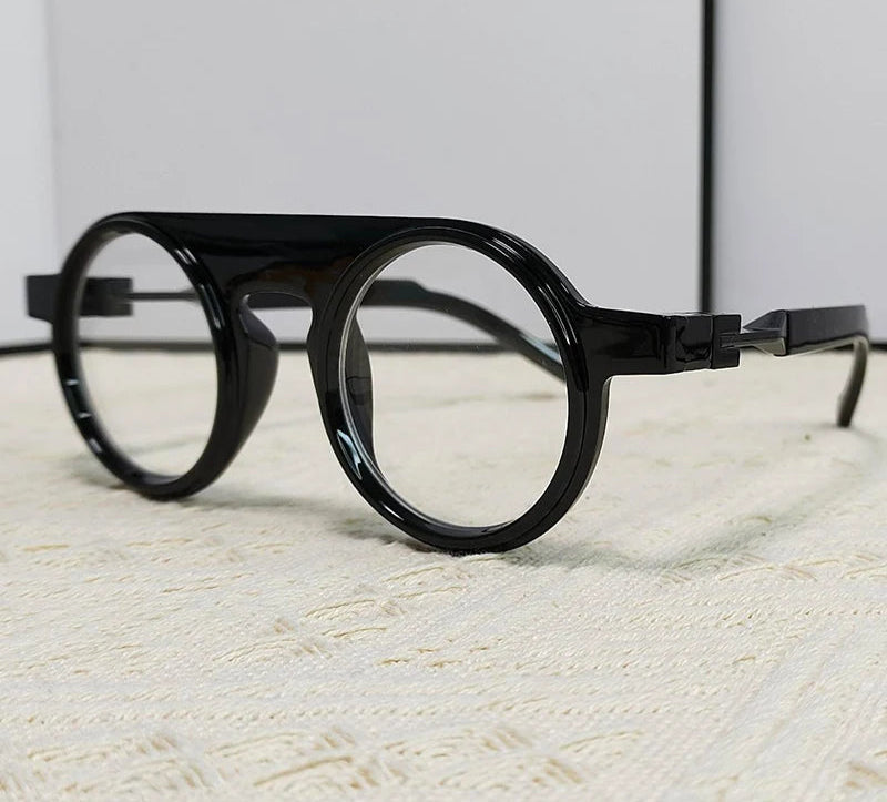 Round Punk Sunglasses black frame, clear lens