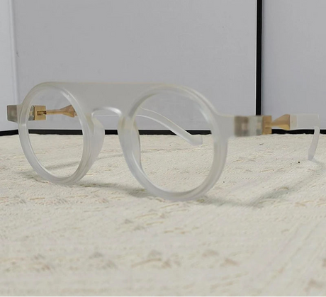 Round Punk Sunglasses matte white frame, clear lens