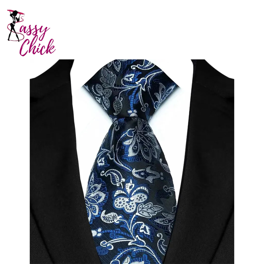 Royal Blue Color Paisley 8cm Jacquard Luxury Necktie Sassy Chick Logo