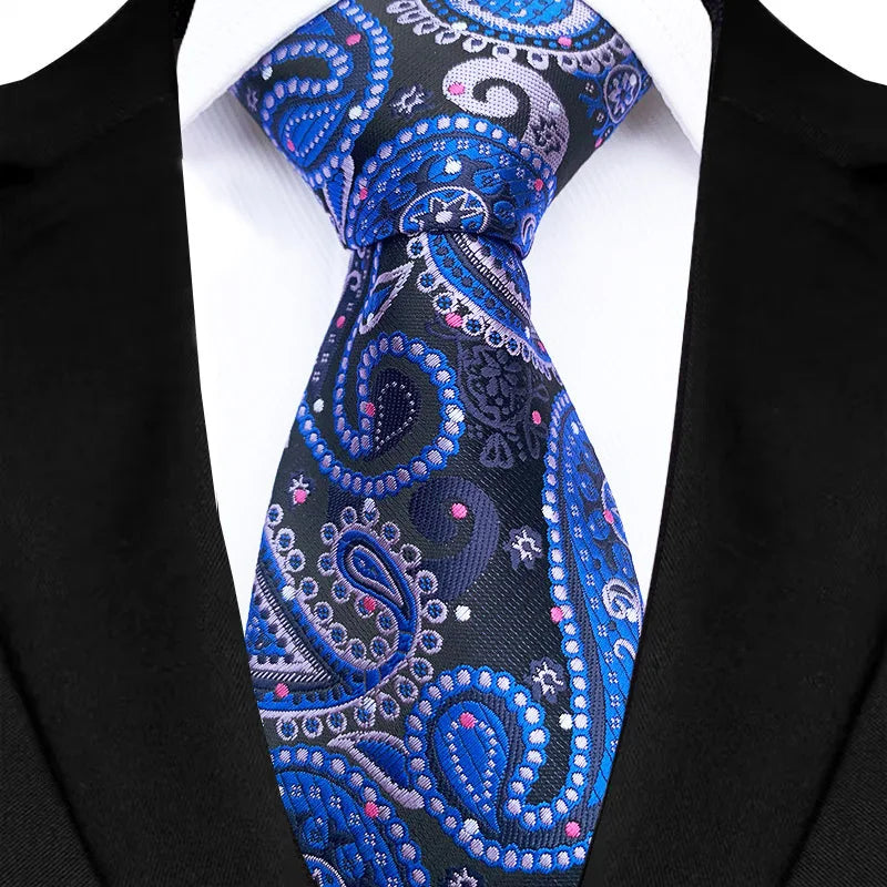 Royal Blue Color Paisley 8cm Jacquard Luxury Necktie