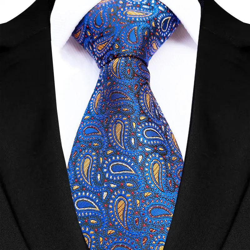 Royal Blue Color Paisley 8cm Jacquard Luxury Necktie