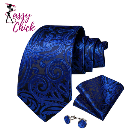 Royal Blue Men tie Set Sassy Chick Logo