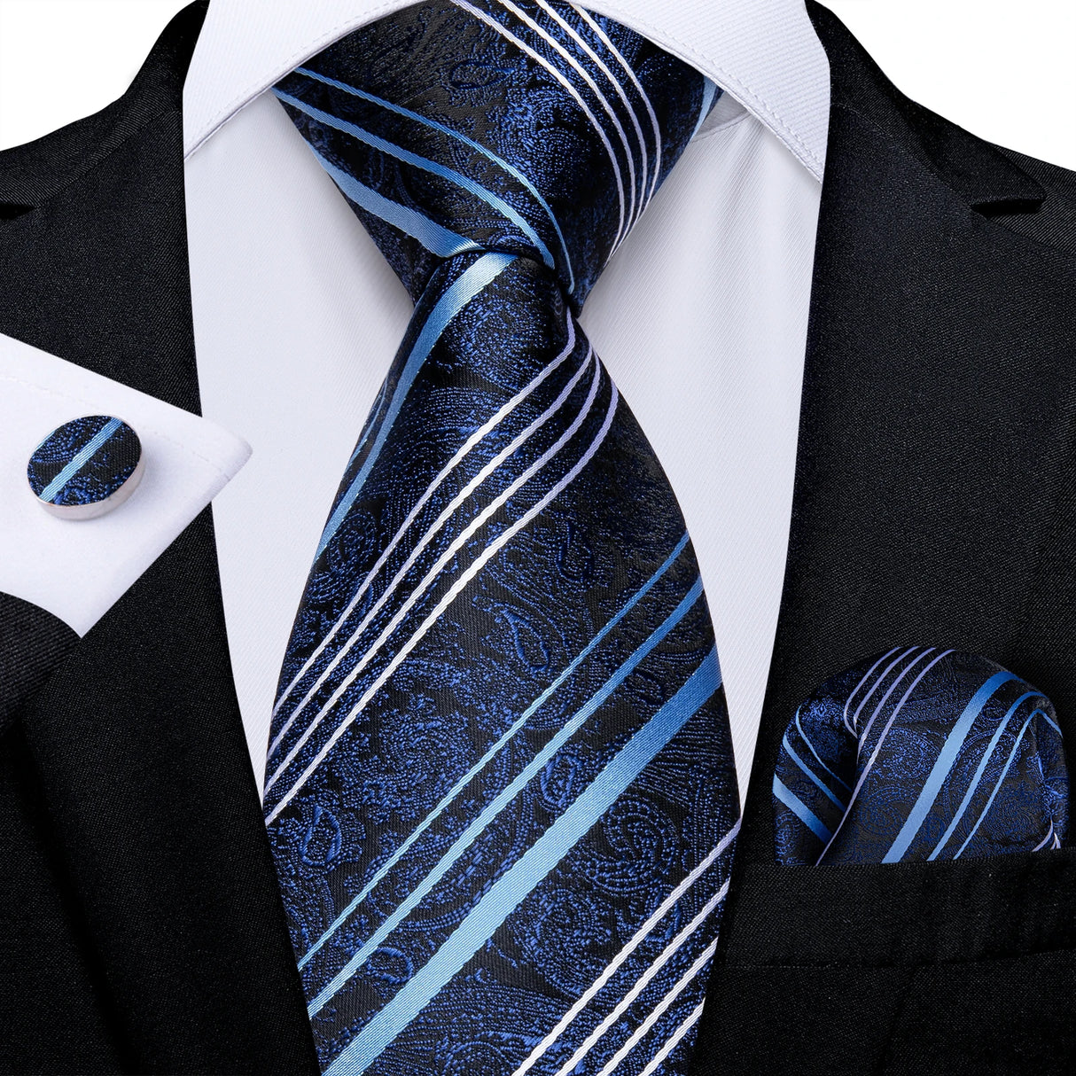 floral stripes multi-color necktie set