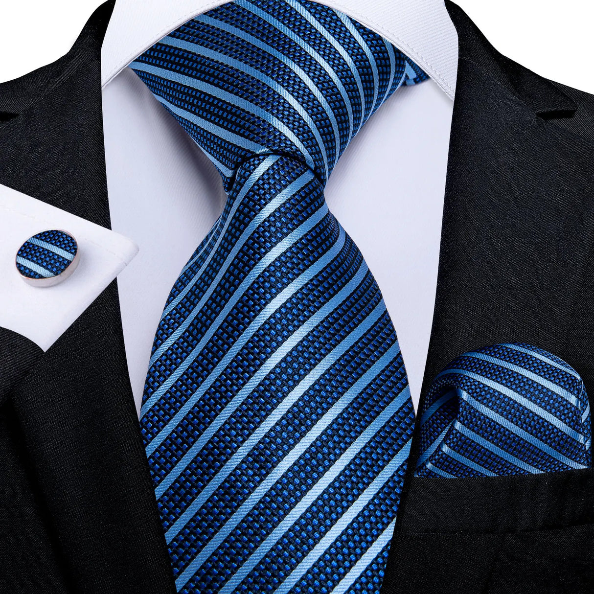 light blue stripes necktie set