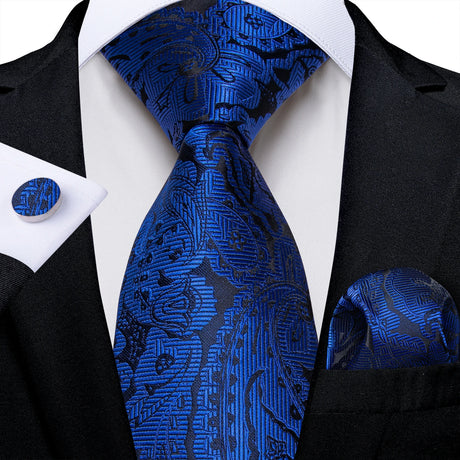 floral blue black necktie set