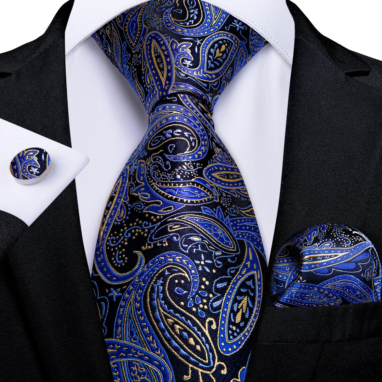 floral blue yellow necktie set