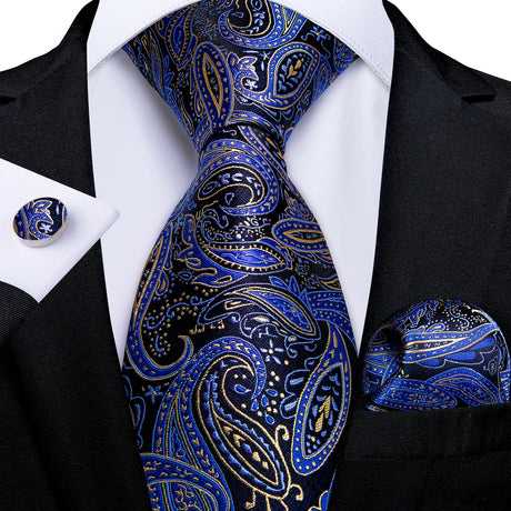 floral blue yellow necktie set