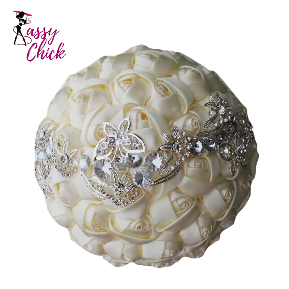 Royal Bridal Rhinestone Handmade Bouquet Sassy Chick Logo
