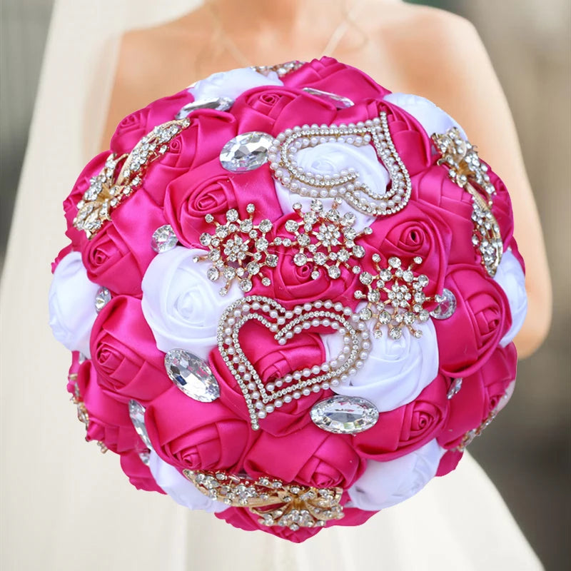 Pink Royal Bridal Rhinestone Handmade Bouquet