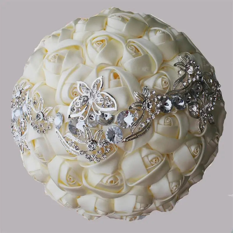 White Royal Bridal Rhinestone Handmade Bouquet