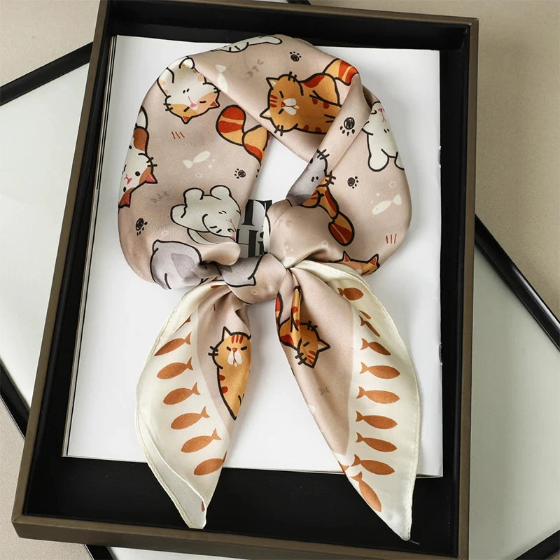 Silk Hair Neck Square Scarf