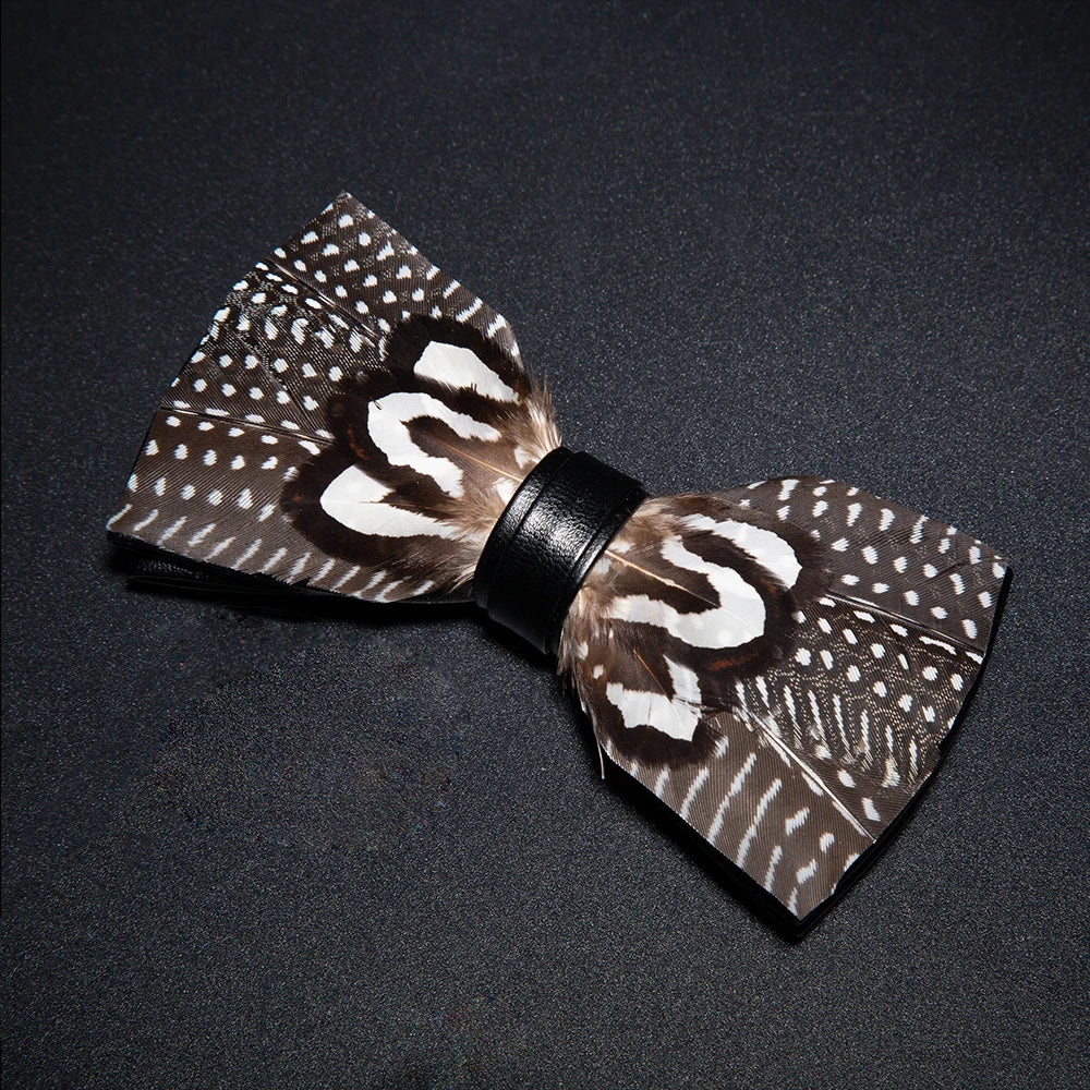 Brown Fashion Handmade Feather Bowtie Suit Accessories