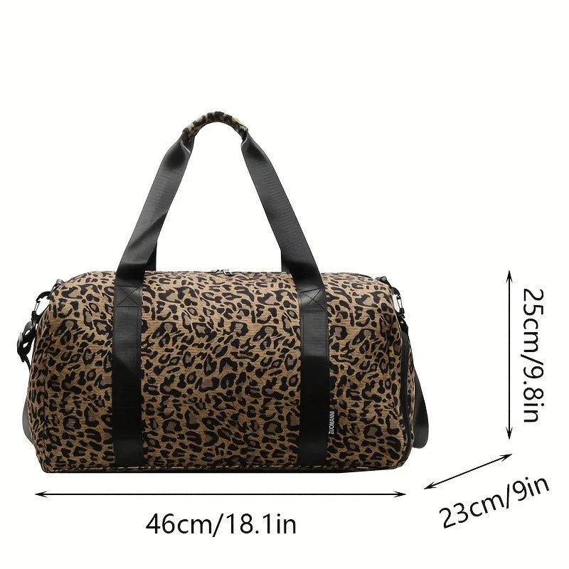 Size of Fashionable Lady's Leopard Print Large Capacity Travel Bag
