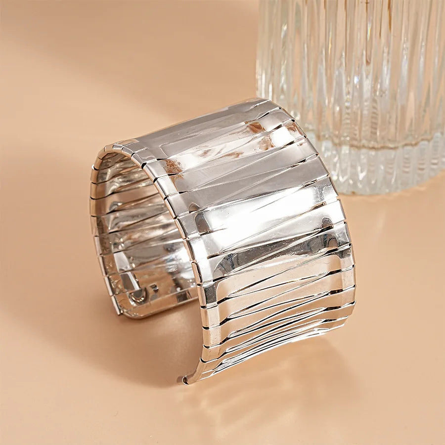 Punk Stainless Metal Geometric Cuff Bracelets Bangles