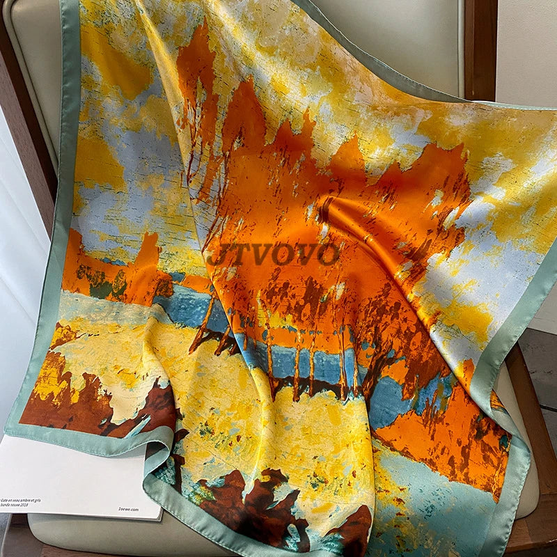Silk Hair Neck Square Scarf