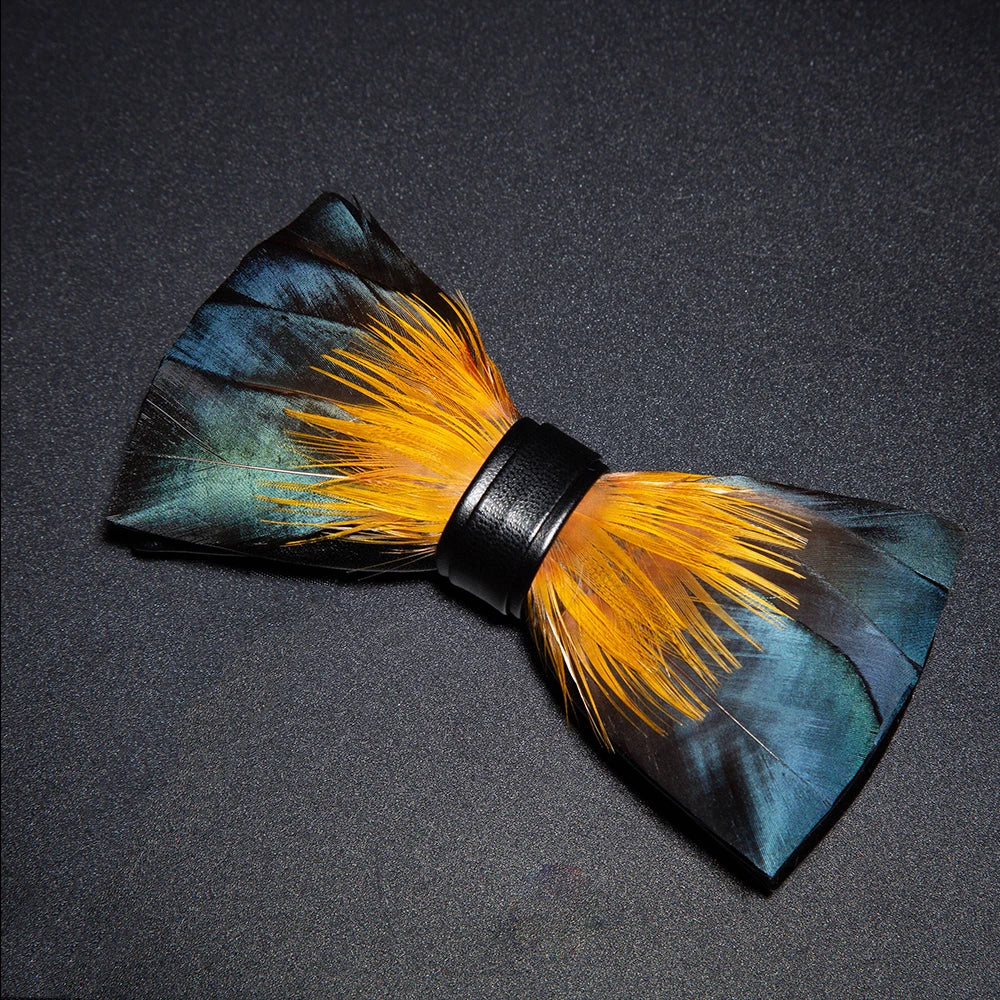 Orange Fashion Handmade Feather Bowtie Suit Accessories