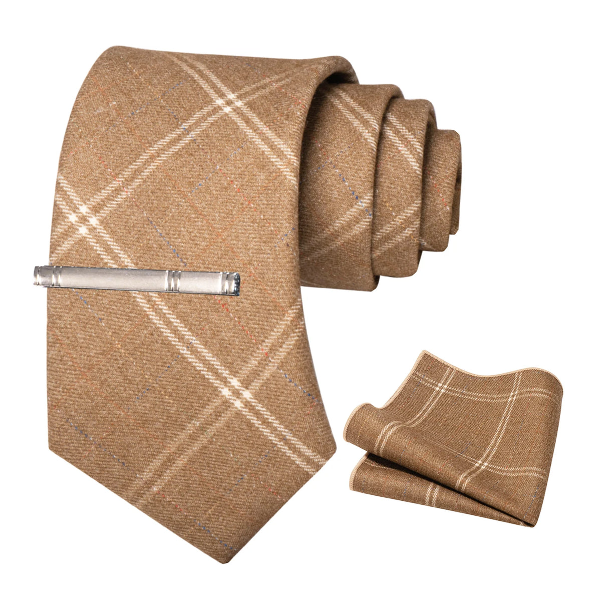 Cashmere Wool 8cm Men Striped Plaid Necktie