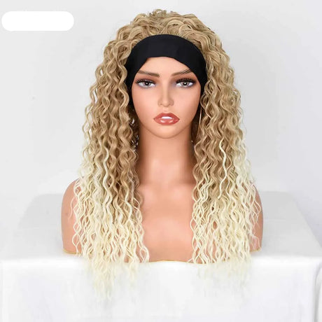 Synthetic Headband Heat Resistant Blonde Curly Wig