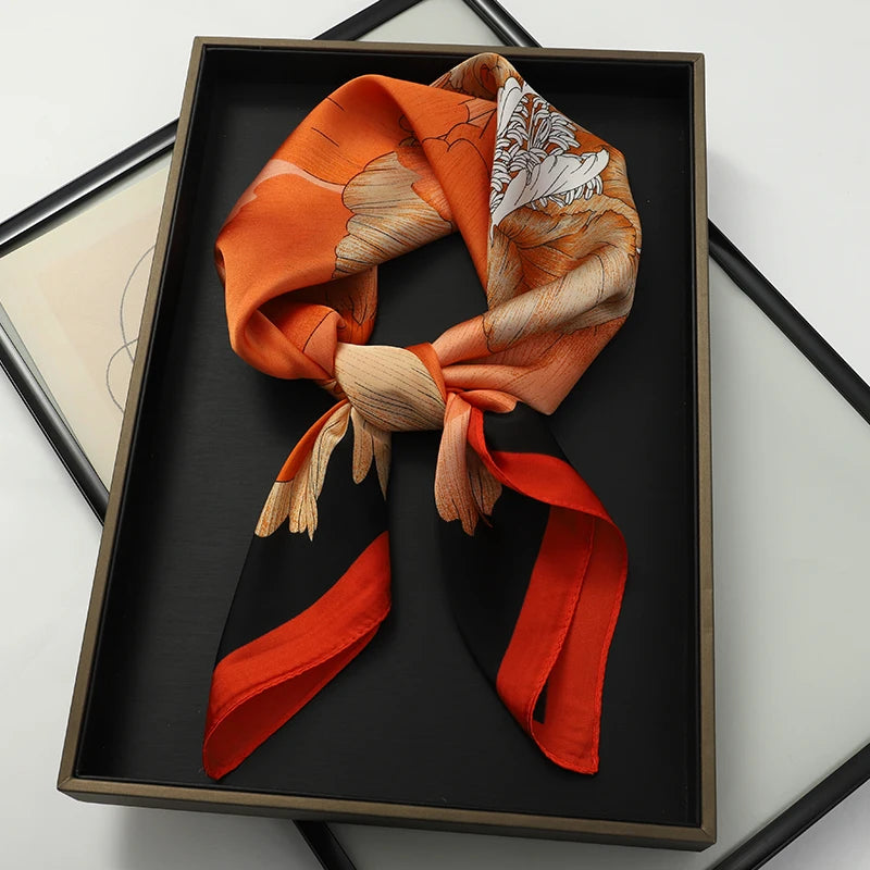 Silk Hair Neck Square Scarf