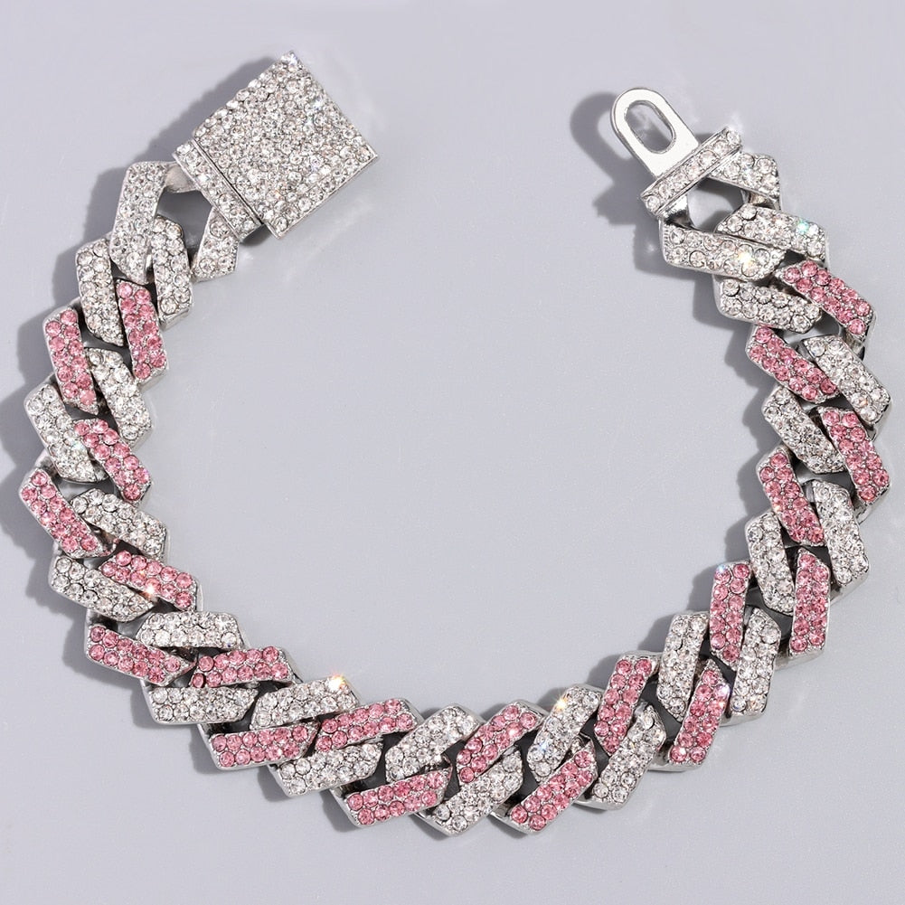 Punk Rhinestone Cuban Chain Bracelet