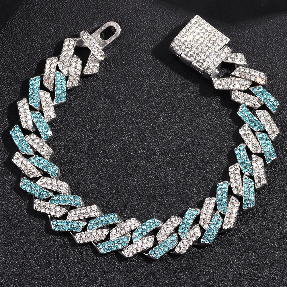 Punk Rhinestone Cuban Chain Bracelet