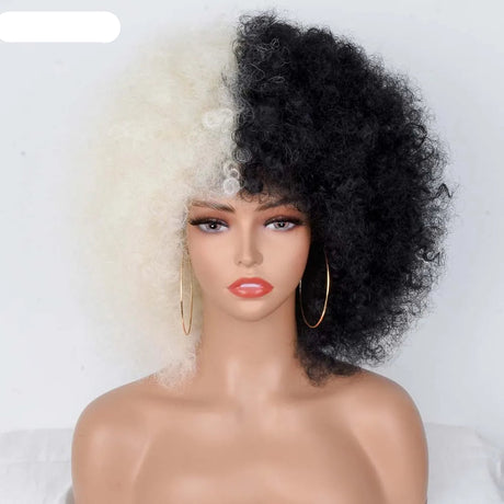 Short Hair Afro Kinky Curly Cosplay Wig With Bangs