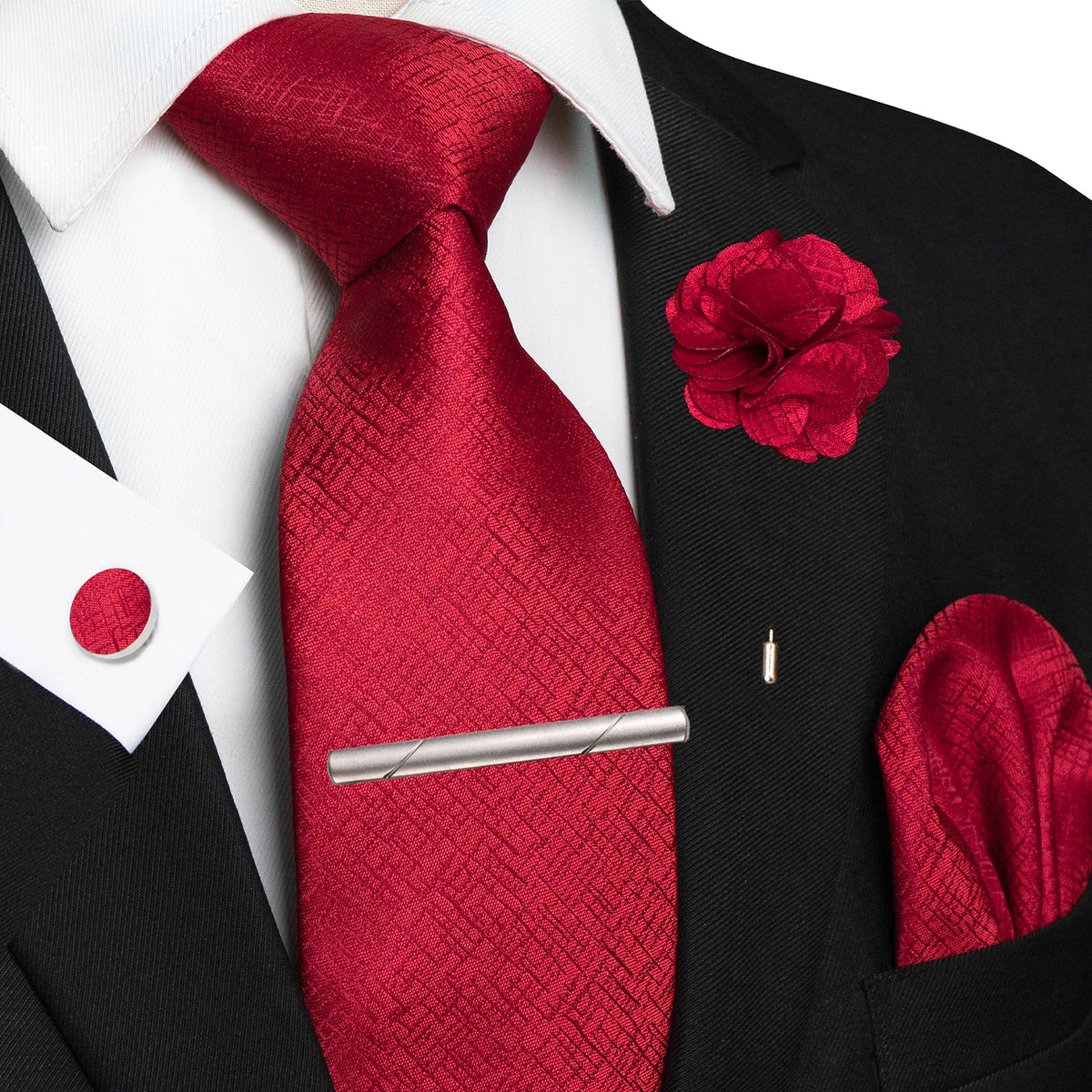 8cm Silk Tie Pin Pocket Square Cufflinks Tie