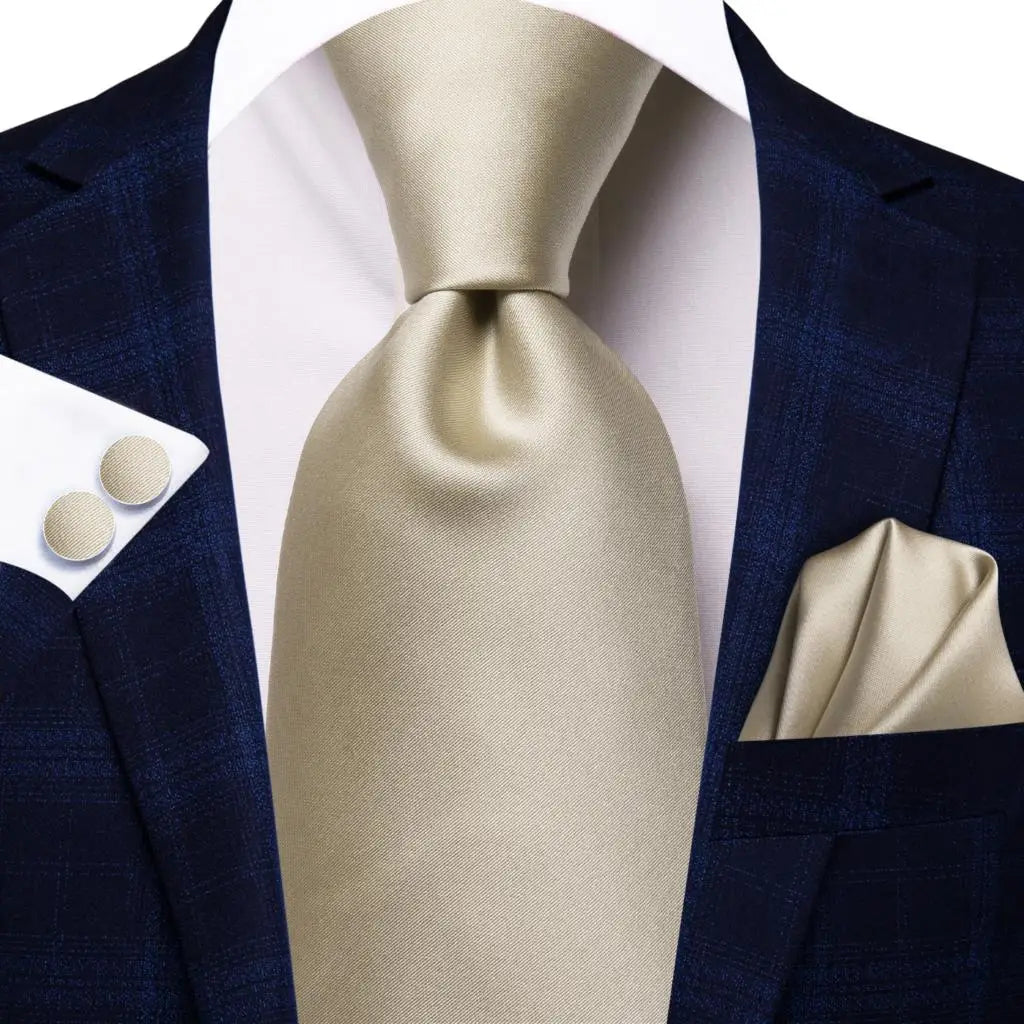 White Sliver Hanky Cufflinks Set Neck ties