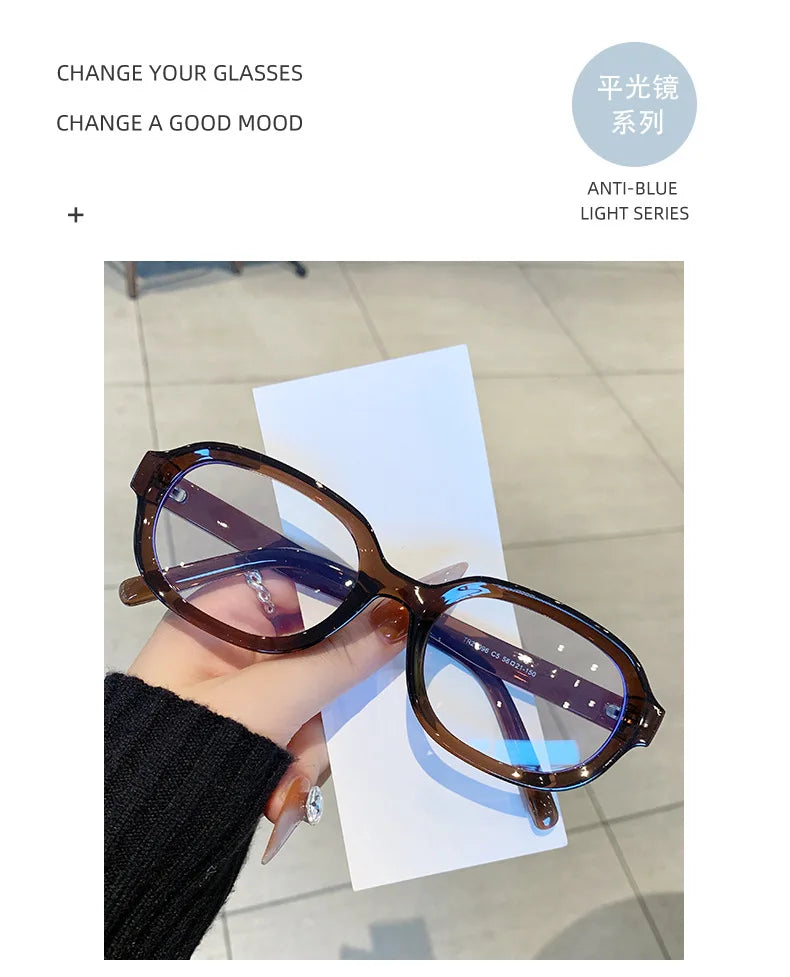 Retro Oval Frame Anti Blue Light Reading Optical Eyewear