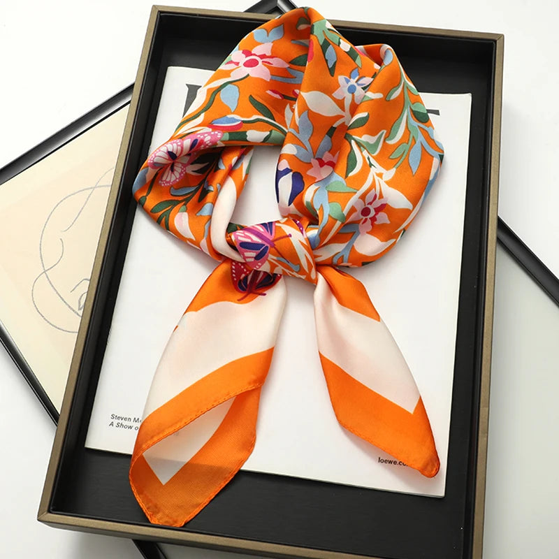 Silk Hair Neck Square Scarf