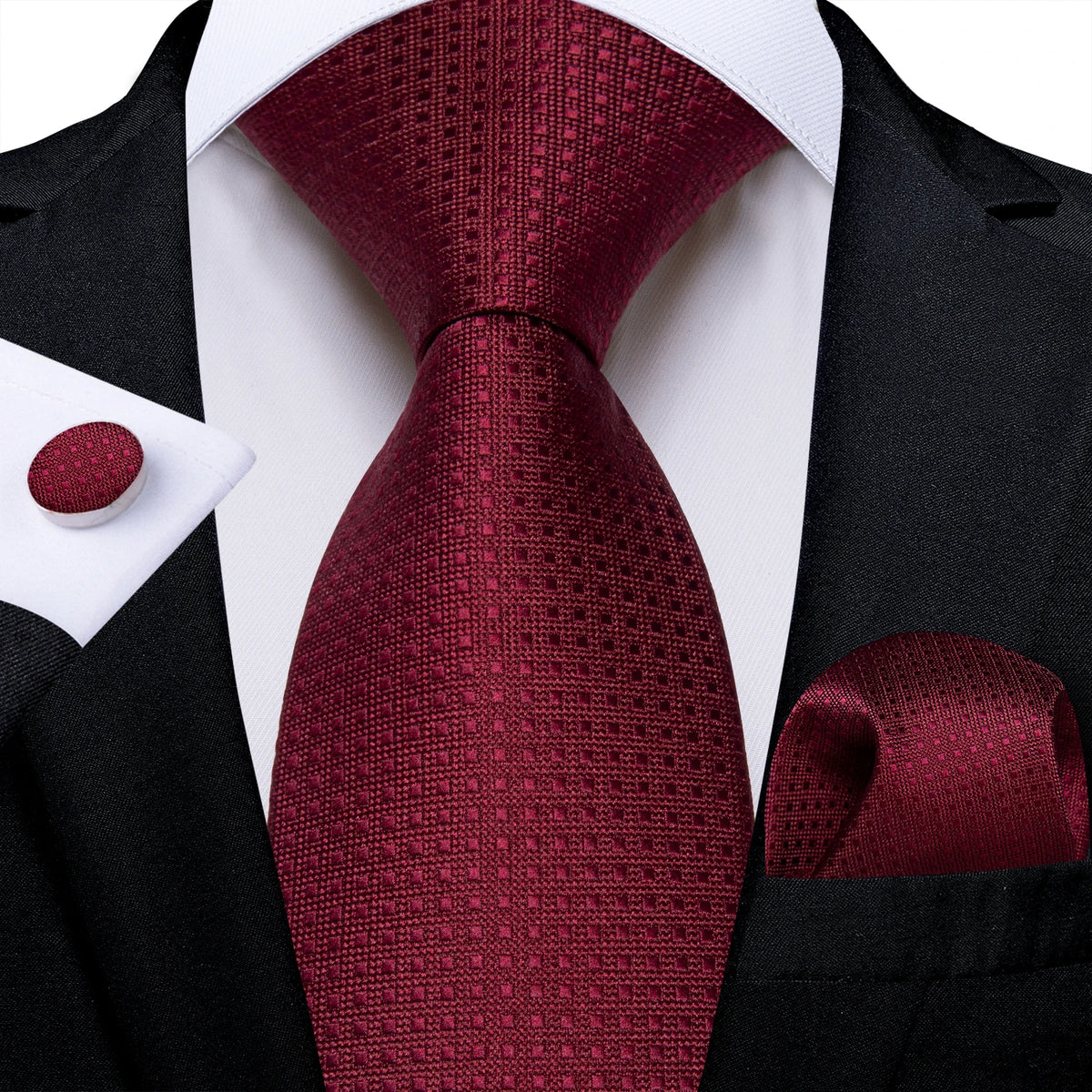 Plaid Classic 8cm Business Pocket Square Cufflinks