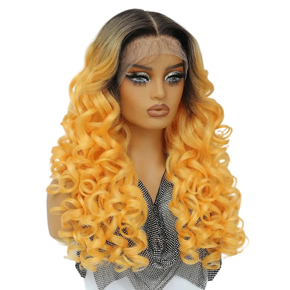 Orange HD Curly Pre Plucked 13X5X1 Latisha Synthetic Wigs