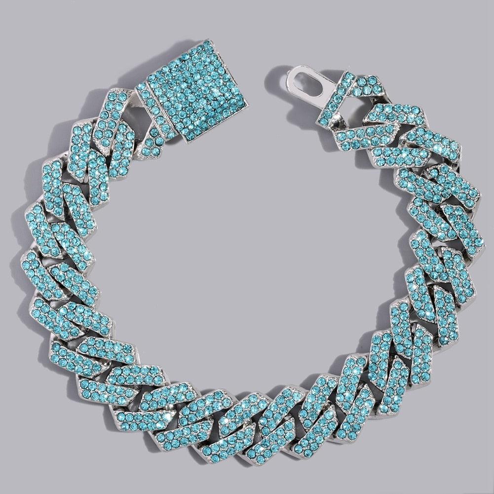 Punk Rhinestone Cuban Chain Bracelet