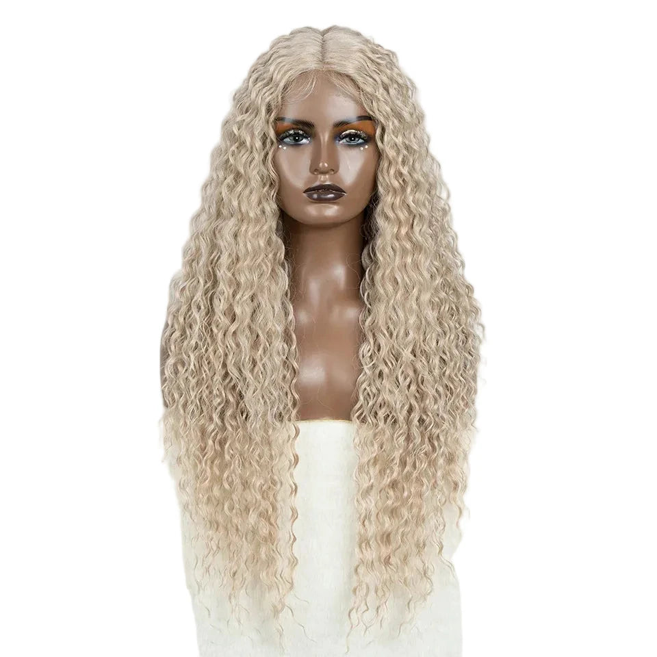 Ash Blonde 30 Inch Noble Hair Long Wavy Synthetic Lace Wig