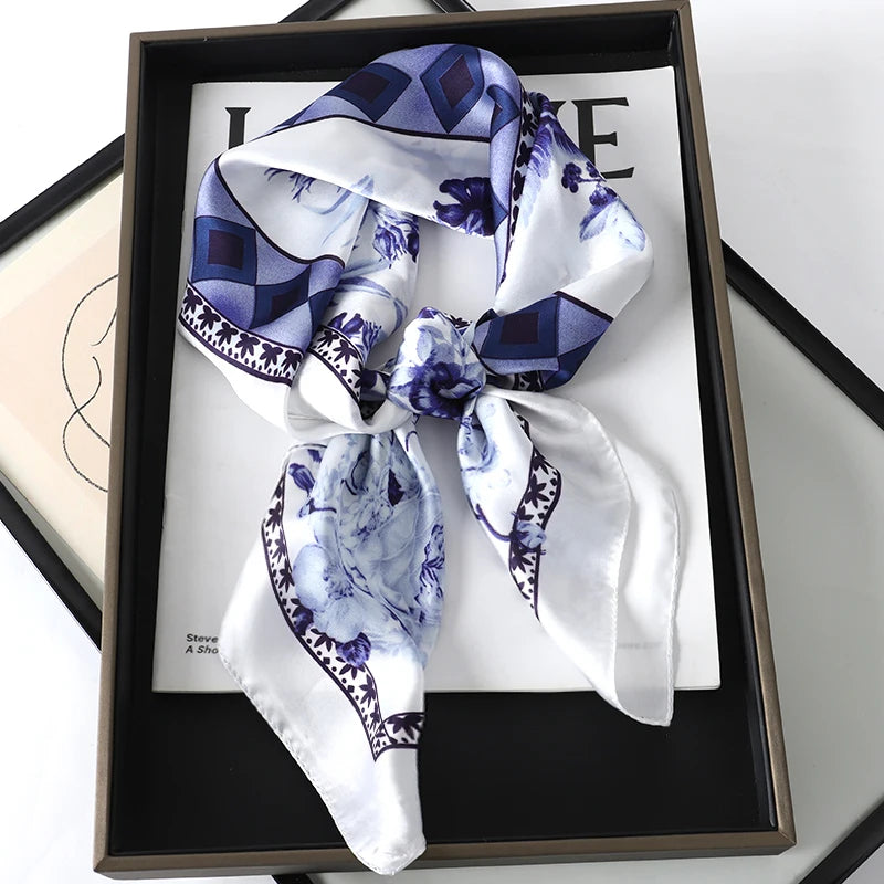 Silk Hair Neck Square Scarf
