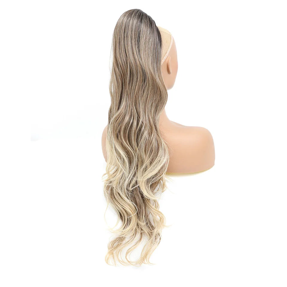 Ombre Blonde Weave Ponytail Clip In Hair Extension Synthetic Wig