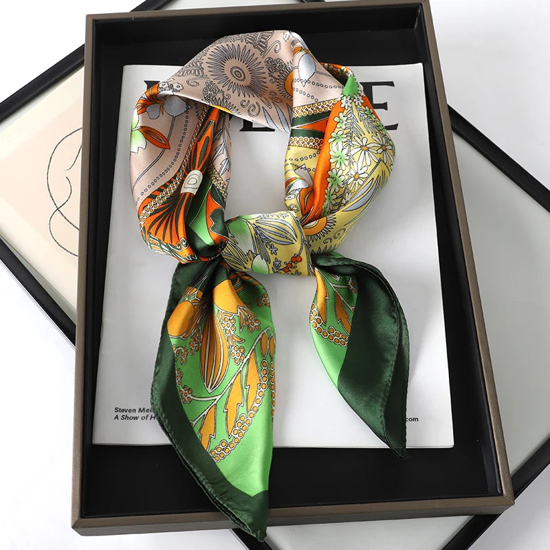 Silk Hair Neck Square Scarf
