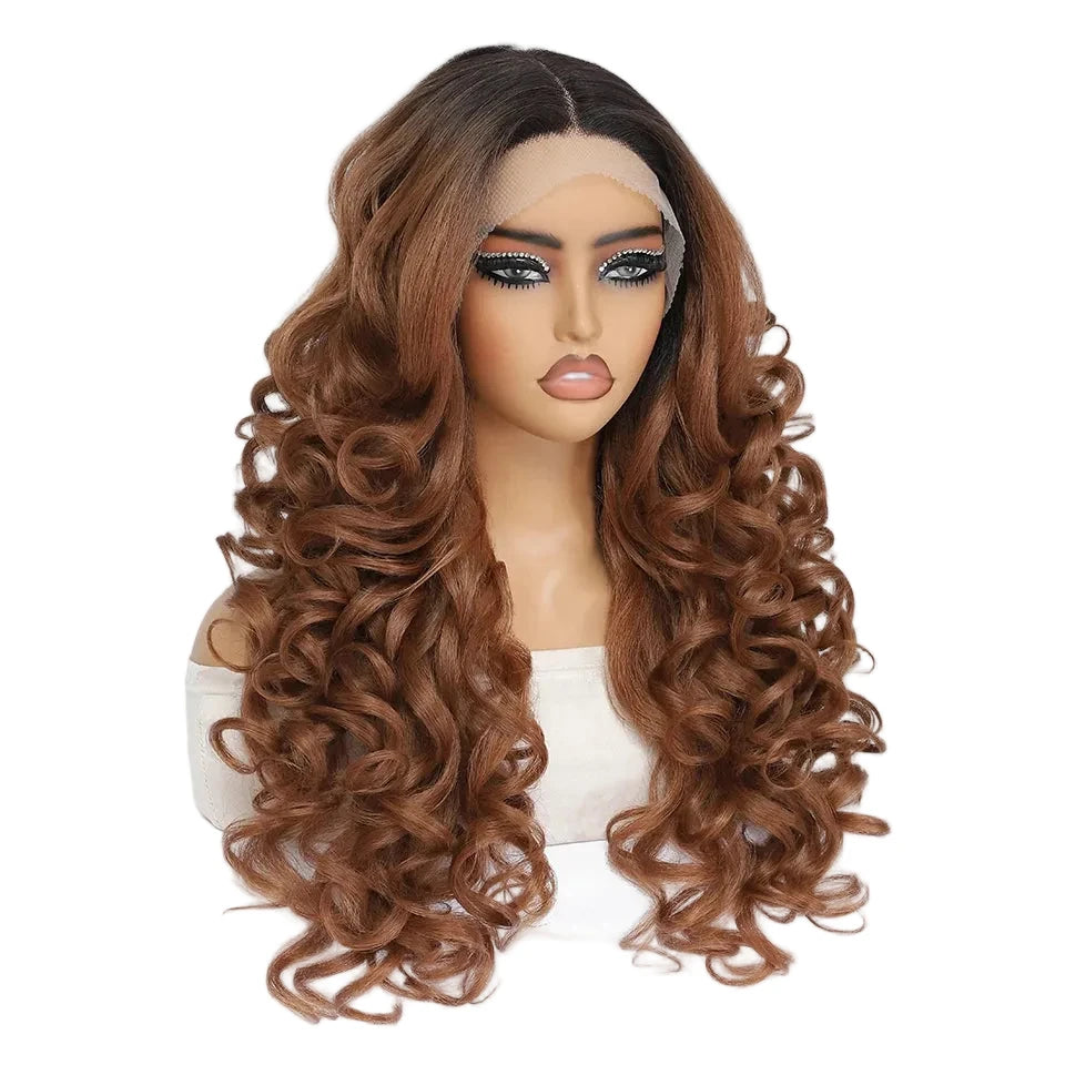 Brown HD Curly Pre Plucked 13X5X1 Latisha Synthetic Wigs