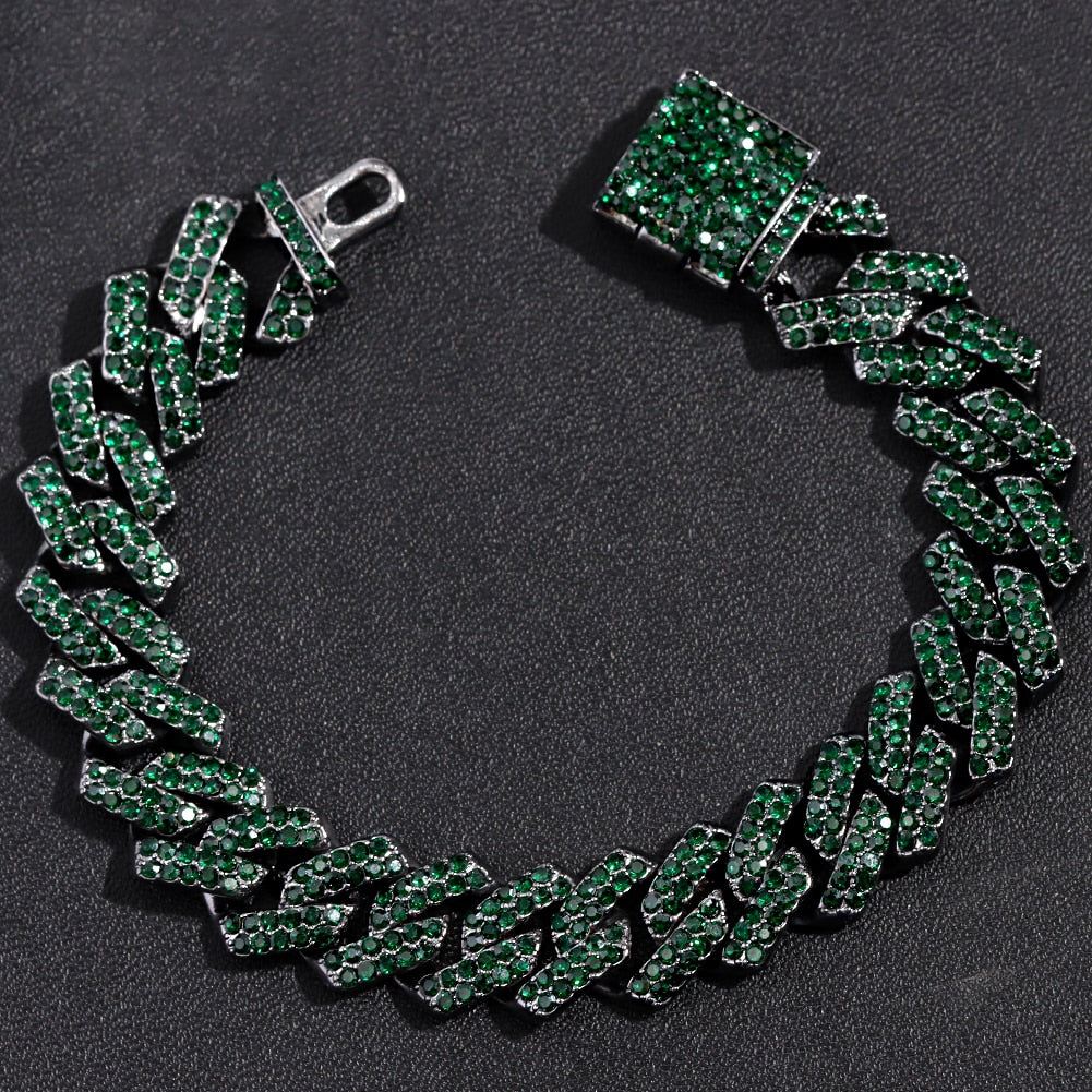 Punk Rhinestone Cuban Chain Bracelet