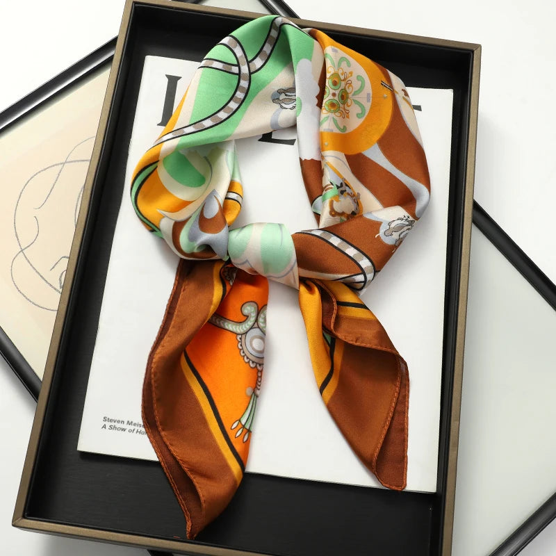 Silk Hair Neck Square Scarf