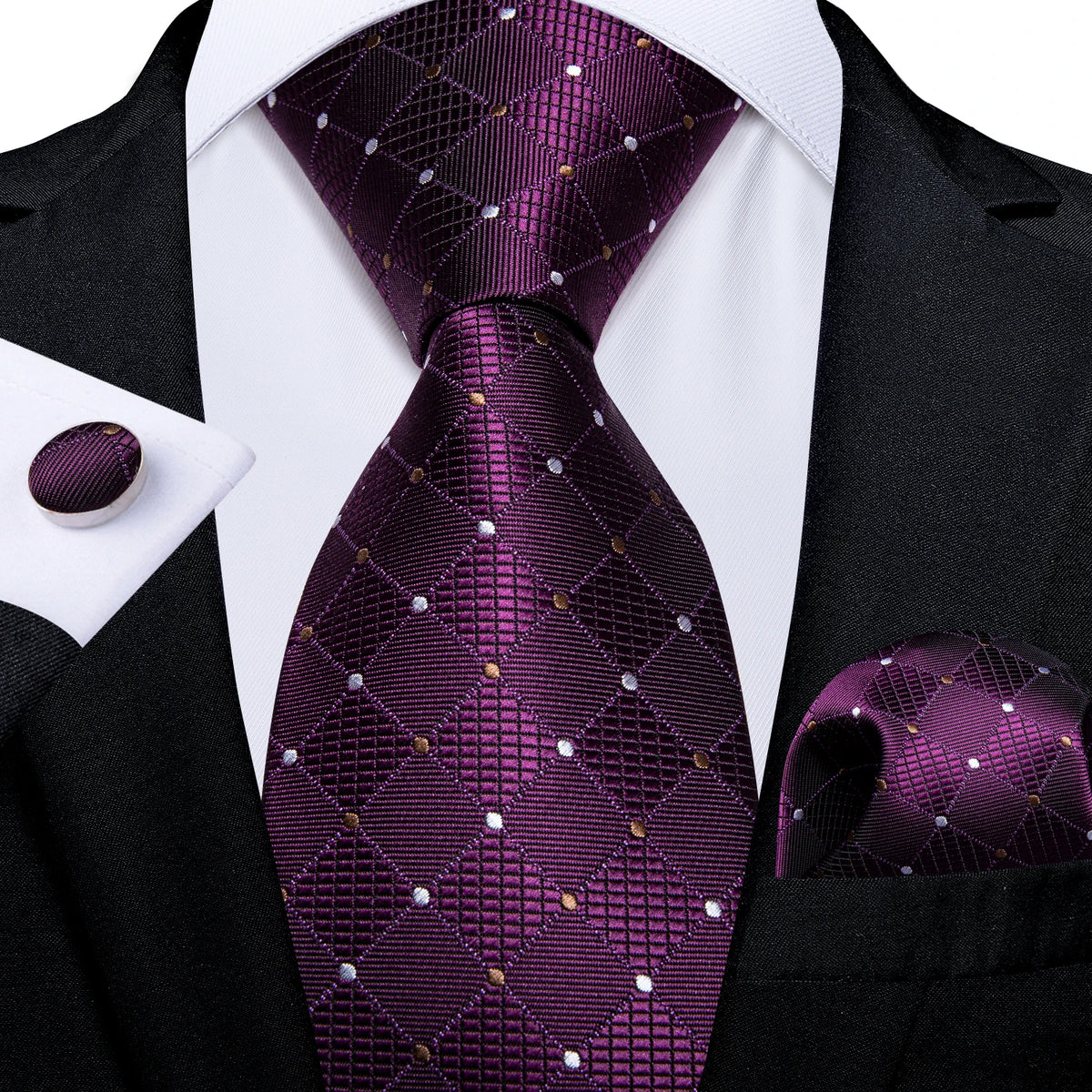 Plaid Classic 8cm Business Pocket Square Cufflinks