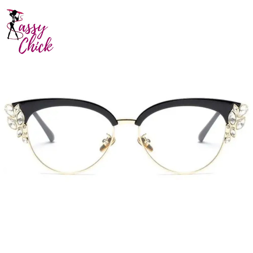 Shiny Rhinestones Cat Eye Presbyopia Eyeglasses