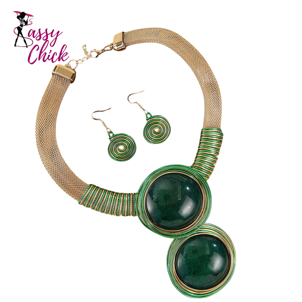 Handmade Round Resin Gems Aluminum Wire Woven Jewelry