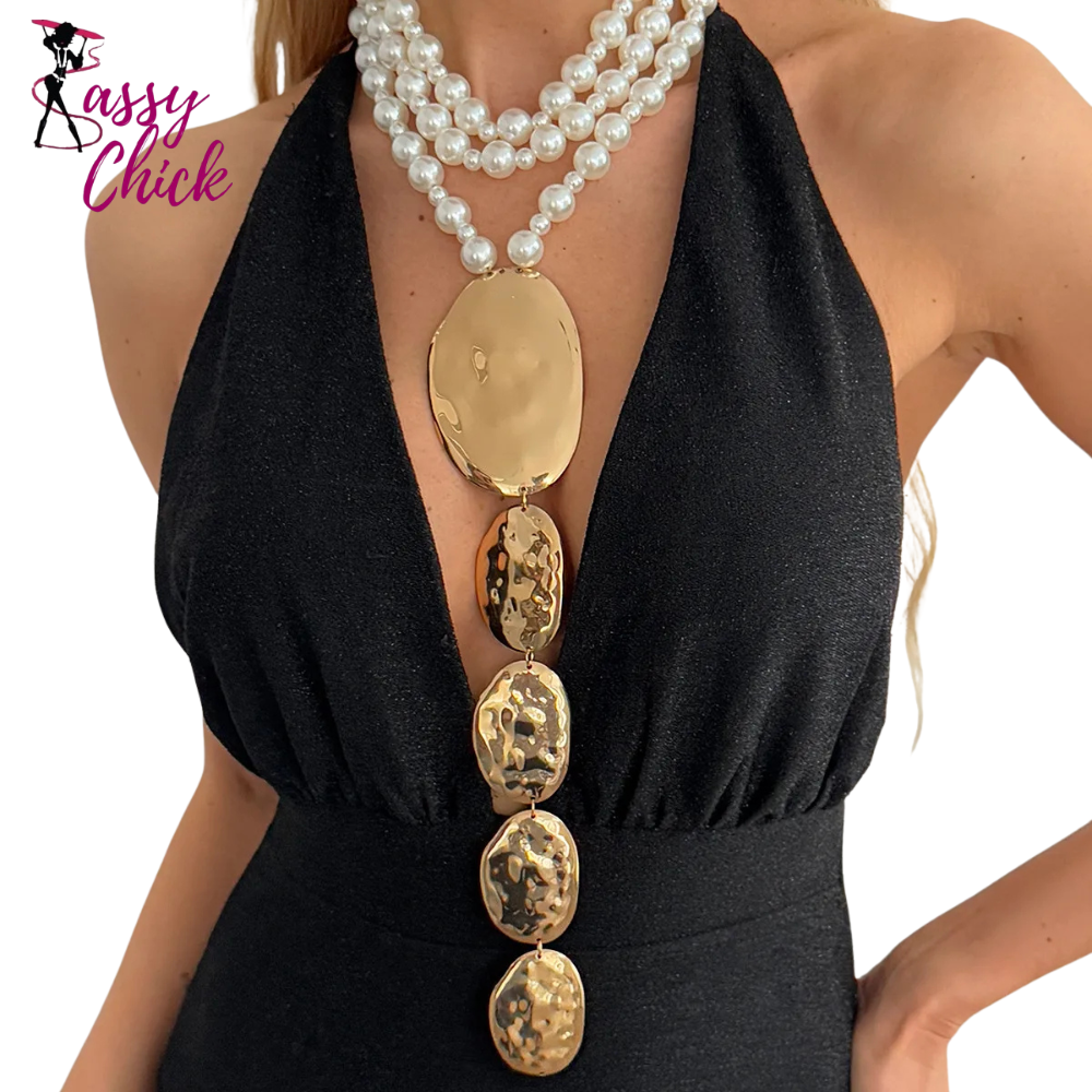 Exaggeration Irregular Big Ellipse Pendant Necklace