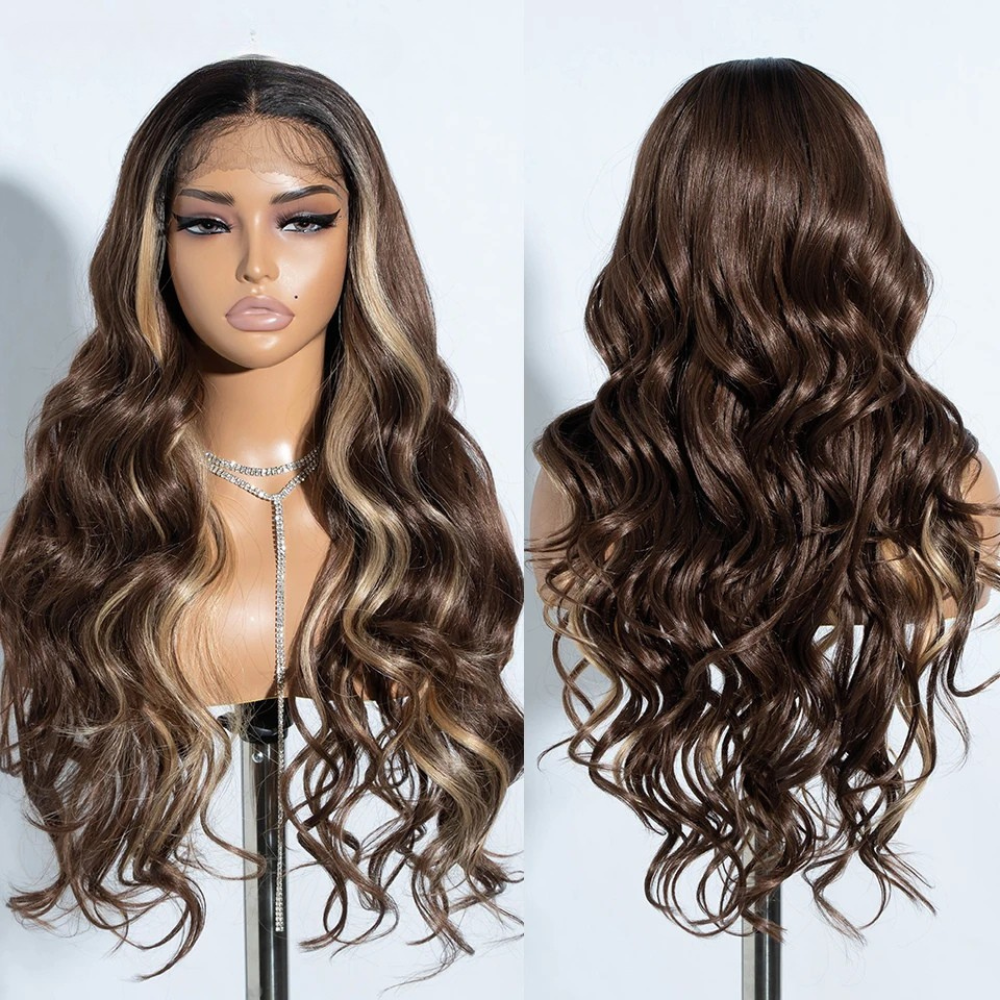 30 inch Long Body Wavy Ombre Blonde Synthetic Wigs