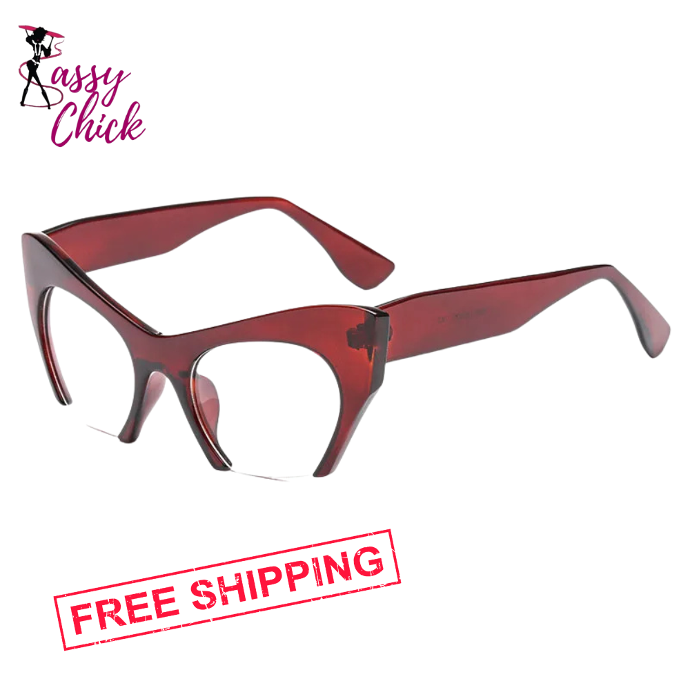 Retro Half Frame Cat Eye Glasses