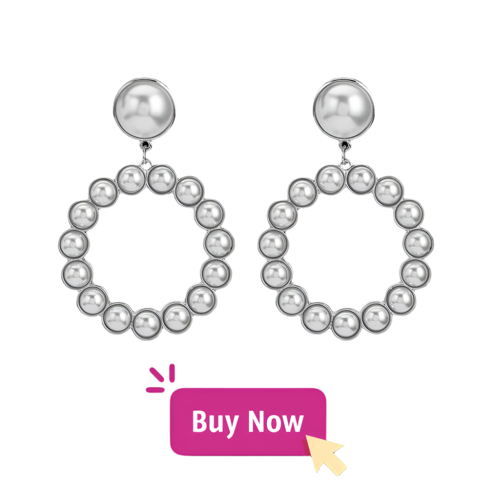 Pearls Circle Dangle Earrings