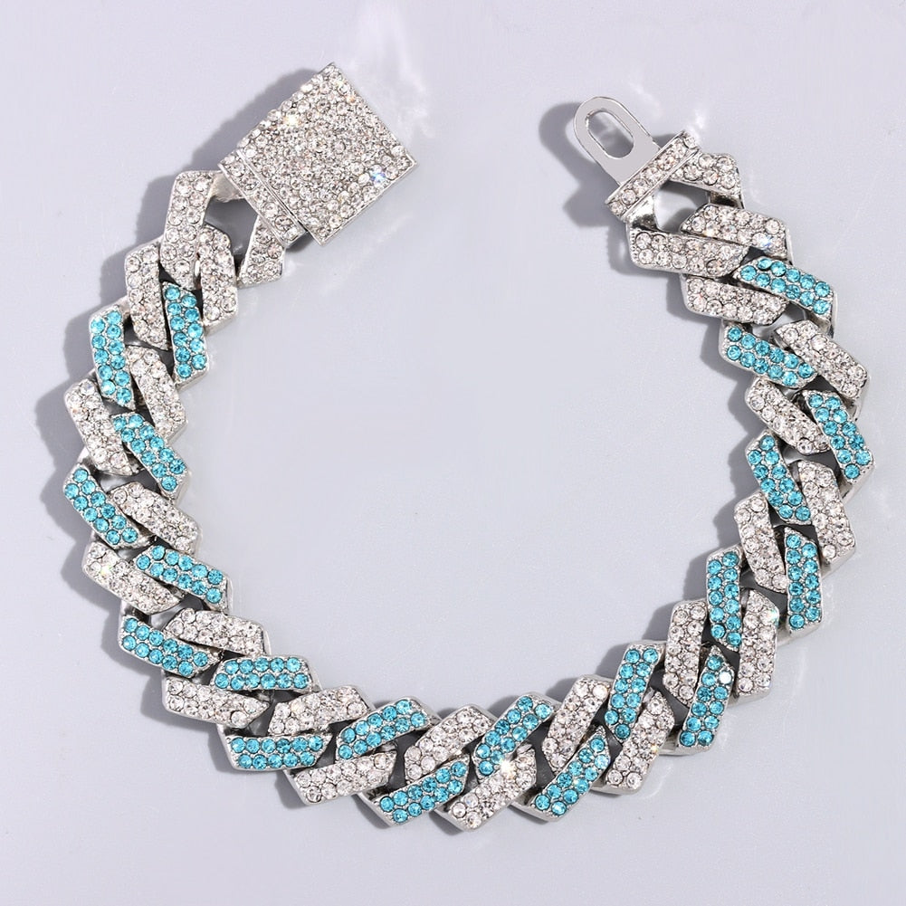 Punk Rhinestone Cuban Chain Bracelet