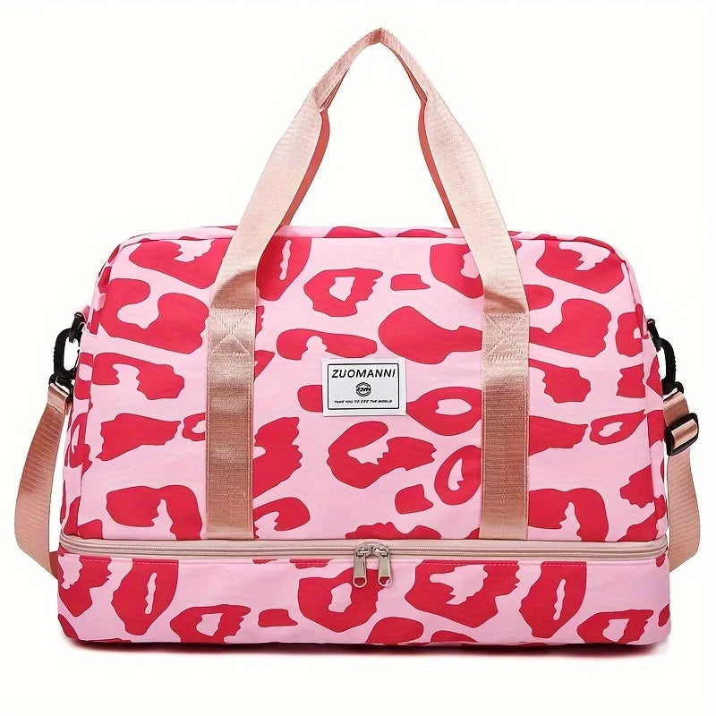 Pink Nylon Large Capacity Travel Duffle Bag